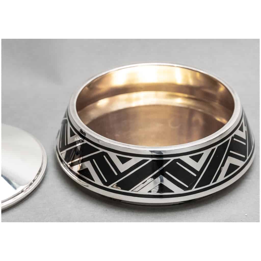 GOLDSMITH R. LINZELER – STERLING SILVER AND BLACK ENAMEL BOX – ART DECO 8 PERIOD