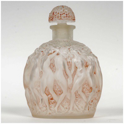 1937 René Lalique – White Glass Calendal Bottle with Pink Patina For Molinard
