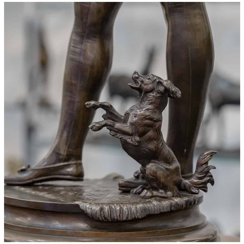 Sculpture – La Dresseuse De Chien , Vincent Désiré Faure De Broussé (1843-1908) – Bronze 7