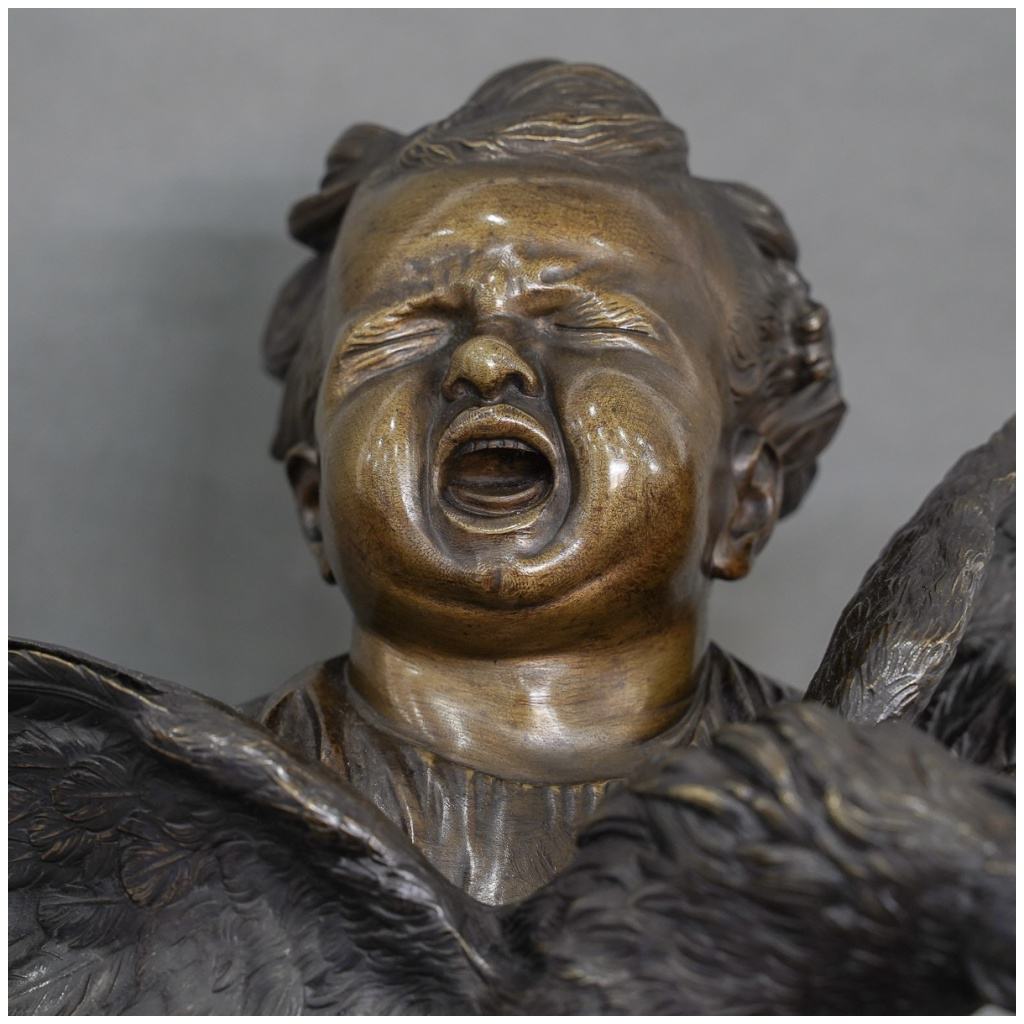 Sculpture – L’ Enfant Au Coq , Adriano CECIONI (1838-1886) – Bronze 10