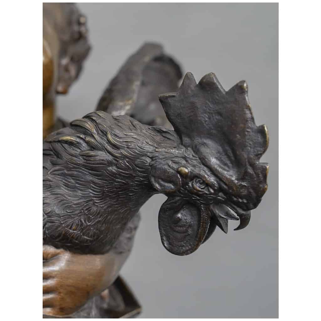 Sculpture – The Child With the Rooster, Adriano CECIONI (1838-1886) – Bronze 11