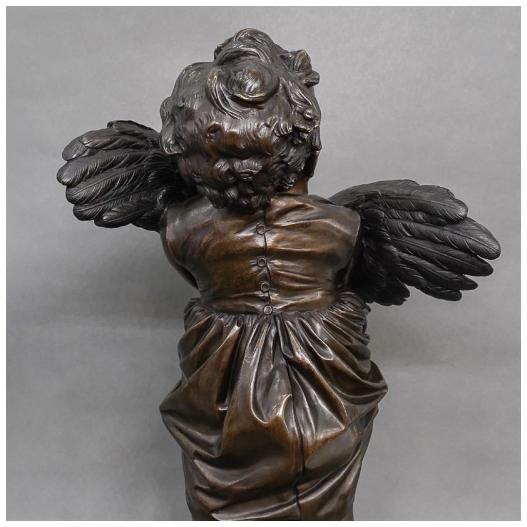 Sculpture – The Child With the Rooster, Adriano CECIONI (1838-1886) – Bronze 7