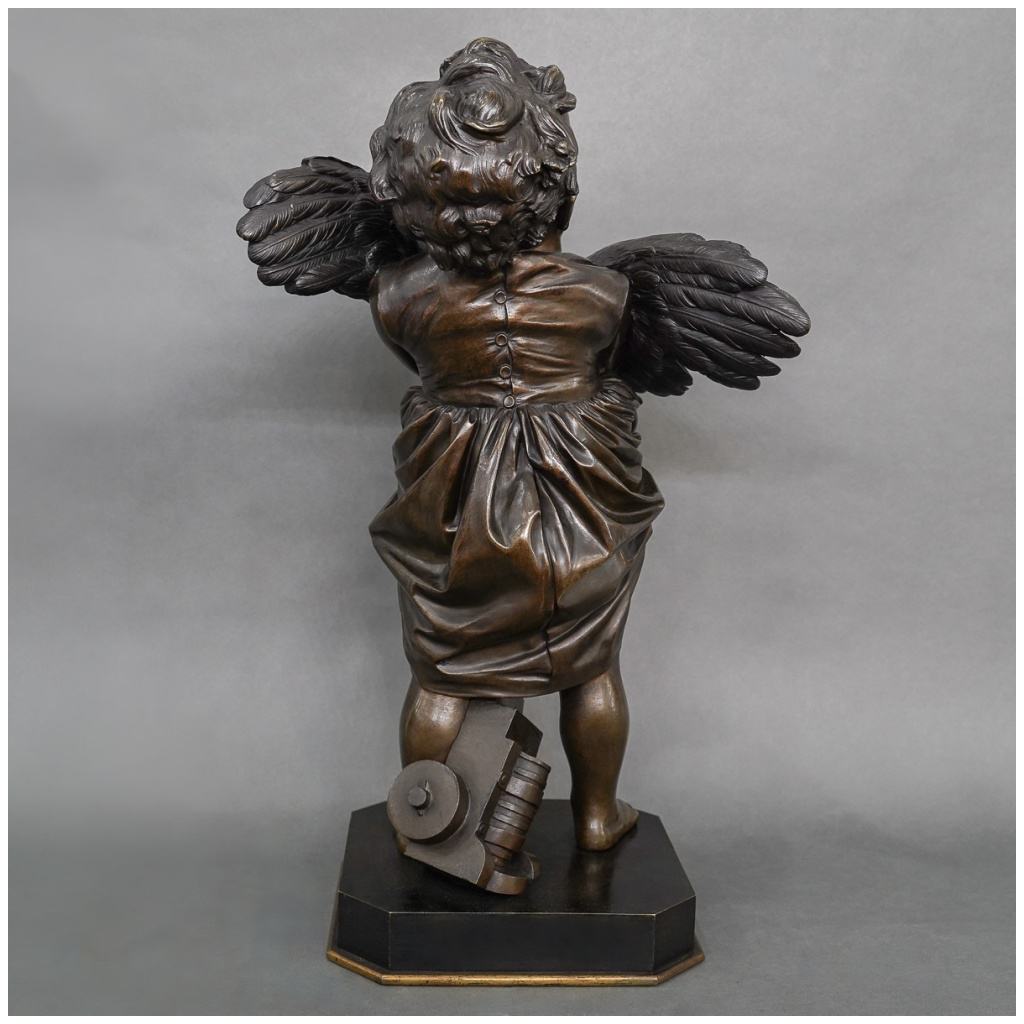 Sculpture – The Child With the Rooster, Adriano CECIONI (1838-1886) – Bronze 6