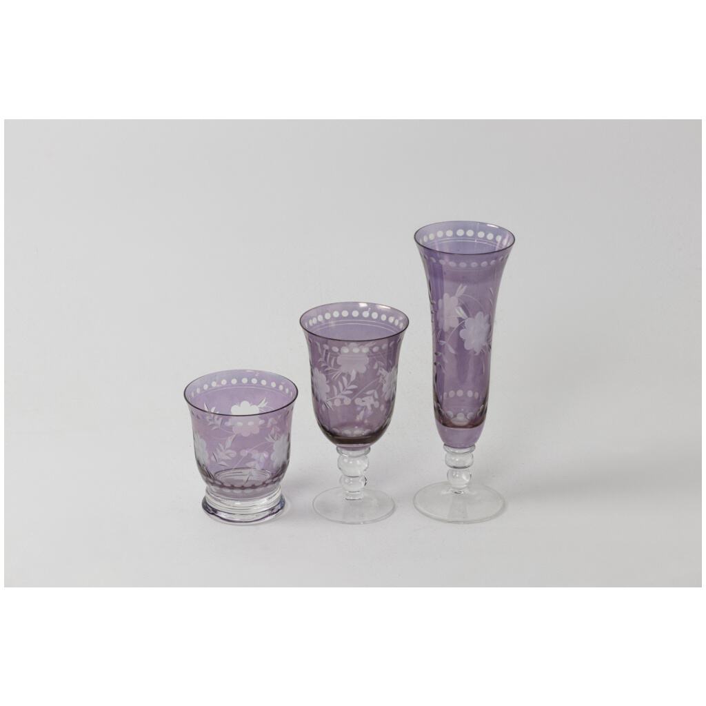 Ensemble de verres de style cristal de bohème, travail contemporain 12