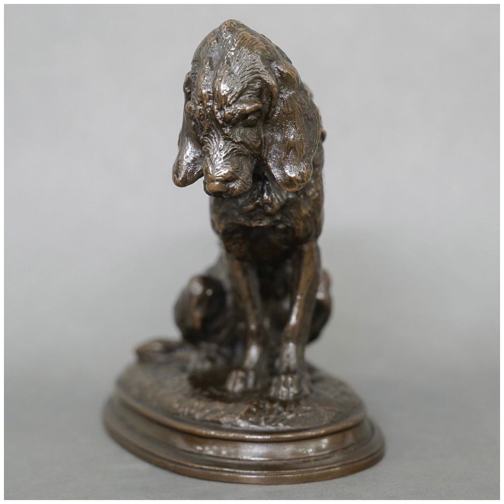 Sculpture – Chien Terrier Assis , Emmanuel Frémiet (1824-1910) – Bronze 5