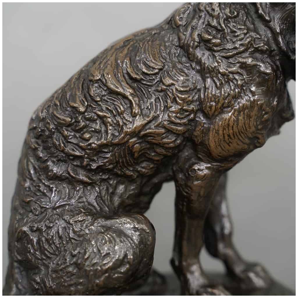 Sculpture – Chien Terrier Assis , Emmanuel Frémiet (1824-1910) – Bronze 9