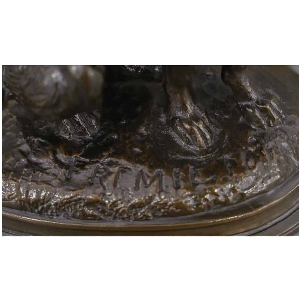 Sculpture – Chien Terrier Assis , Emmanuel Frémiet (1824-1910) – Bronze 10