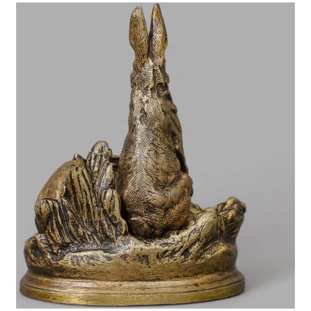 Sculpture – Couple De Lièvres , Alfred Dubucand (1828-1894) – Bronze 6