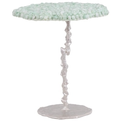 Decorative pedestal table in semi-precious stones. Contemporary work. 3