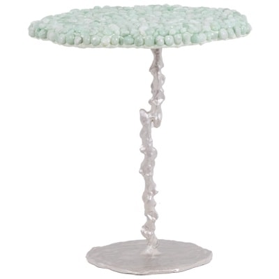 Decorative pedestal table in semi-precious stones. Contemporary work.