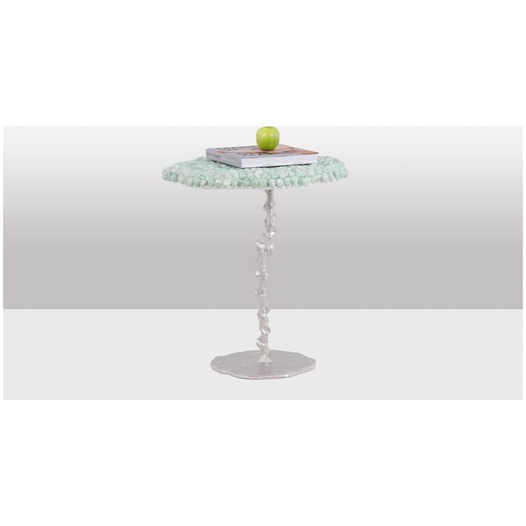 Decorative pedestal table in semi-precious stones. Contemporary work. 4