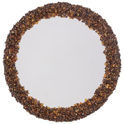 Semi-precious stone mirror. Contemporary artisanal work.