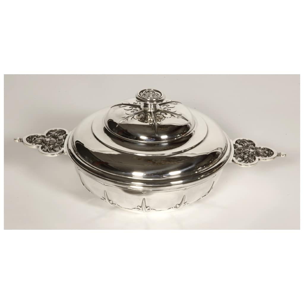 GOLDSMITH CARDEILHAC – STERLING SILVER COVERED VEGETABLE DISH MASCARON CIRCA XIXth 5