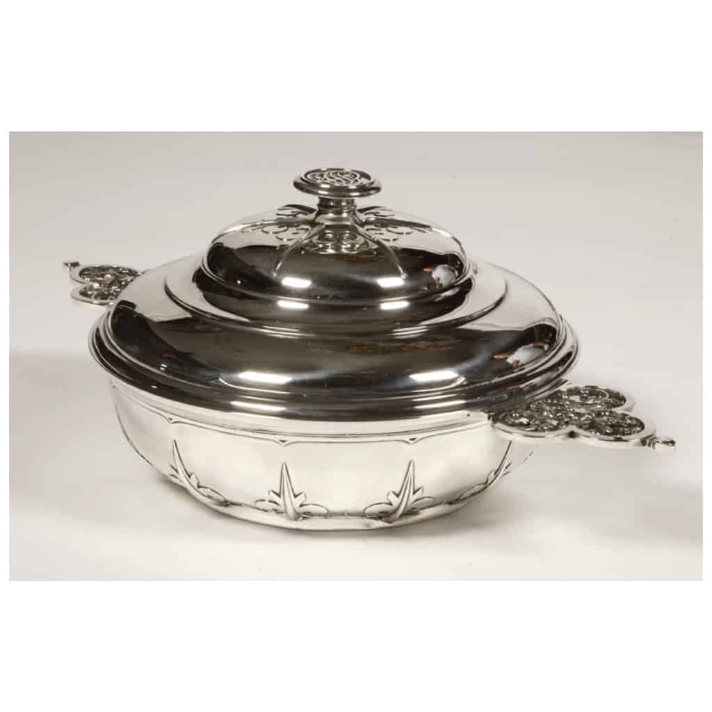 GOLDSMITH CARDEILHAC – STERLING SILVER COVERED VEGETABLE DISH MASCARON CIRCA XIXth 6