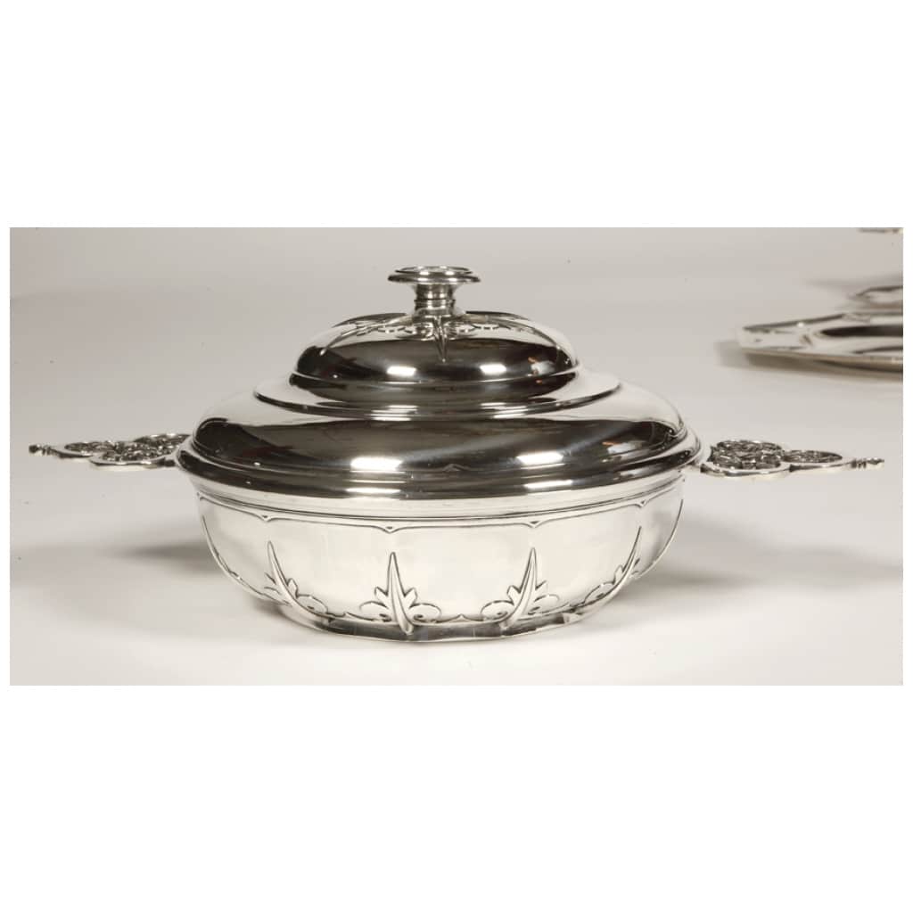 GOLDSMITH CARDEILHAC – STERLING SILVER COVERED VEGETABLE DISH MASCARON CIRCA XIXth 8