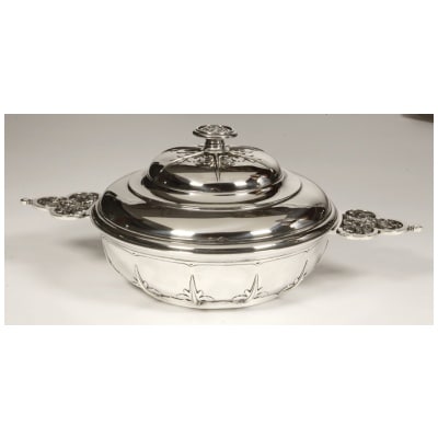 GOLDSMITH CARDEILHAC – STERLING SILVER COVERED VEGETABLE DISH MASCARON CIRCA XIXth 3