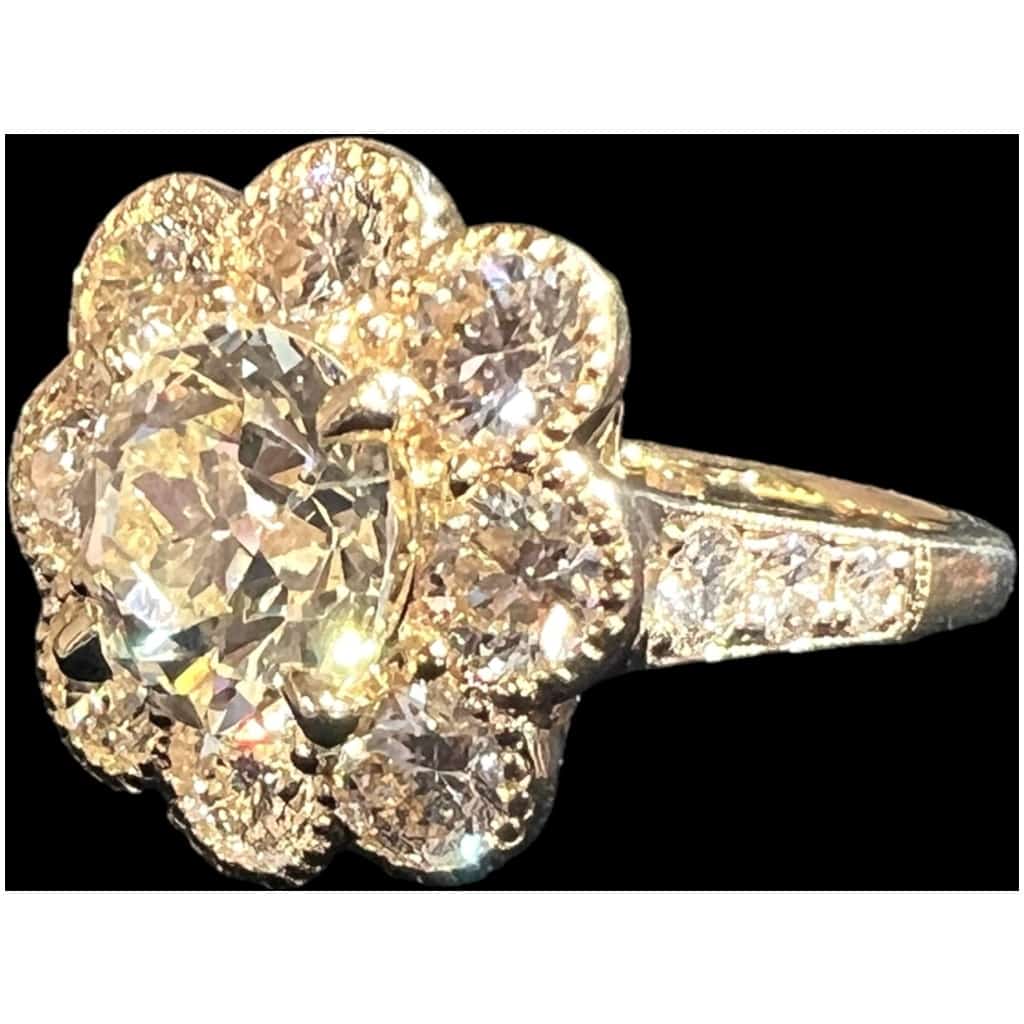 3.08 Carat Old Cut Diamond Ring, Surrounded By 2.85 Carats Modern Cut, 18ct Gold 9