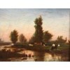 VIGNON Victor Tableau signé XIXè Ecole De Barbizon La Vie A La Campagne Huile Toile Certificat 10