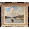 VOLLON Alexis Tableau Debut 20è Paris Remorqueur Sur La Seine Huile Signee Certificat 14
