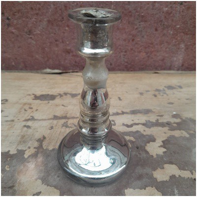 Églomisé blown glass candle holder, Napoleon III, XIXTH