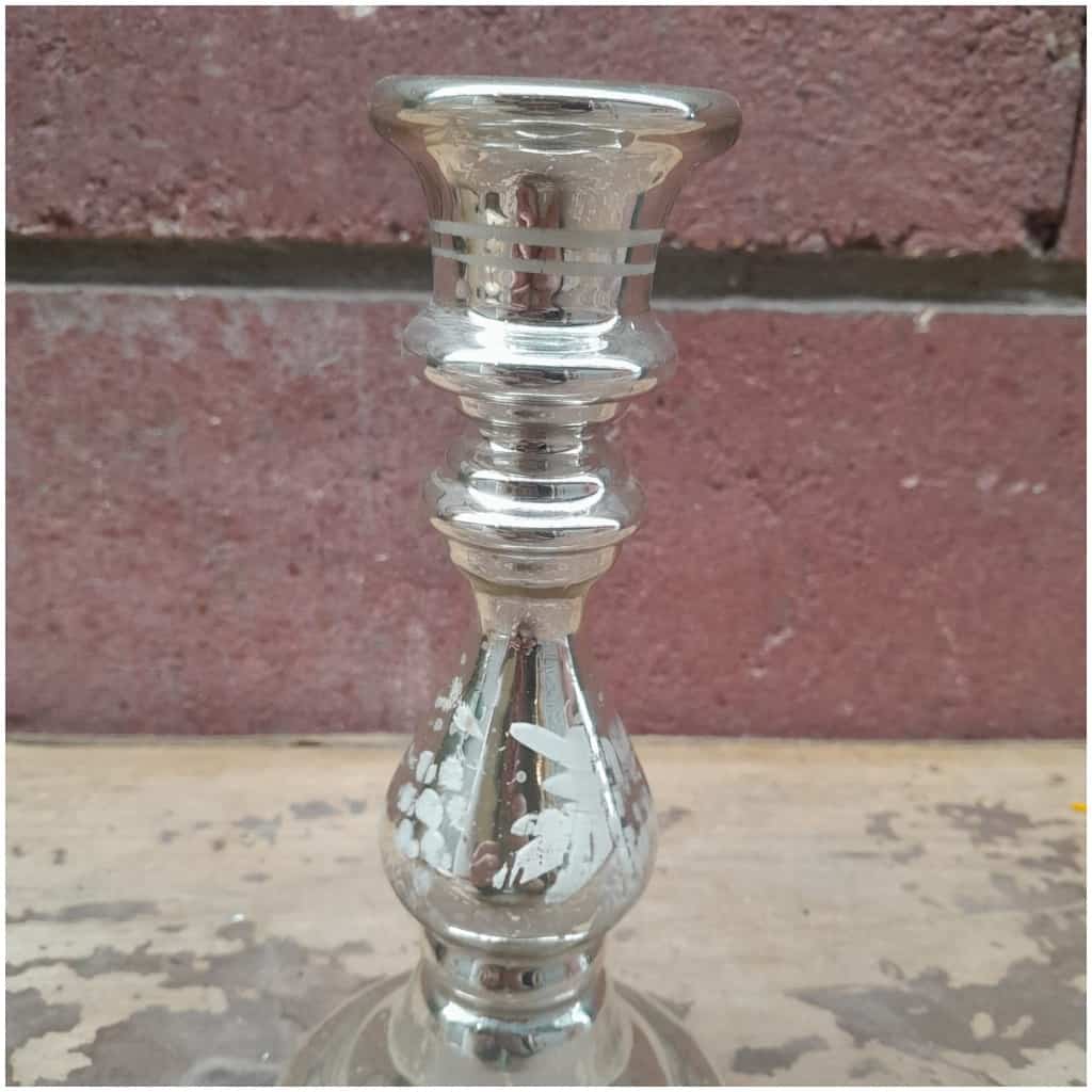 Églomisé glass candle holder, Napoleon III, XIXTH 8
