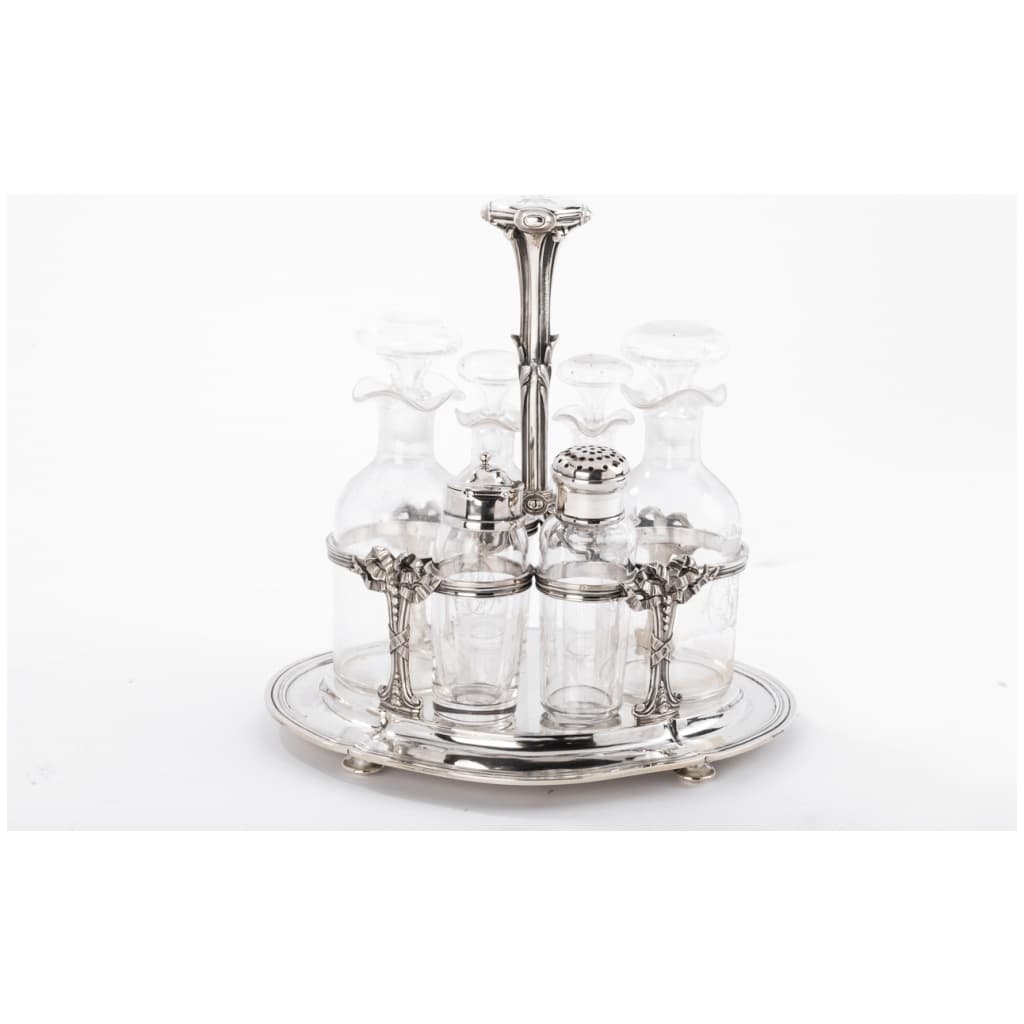 GOLDSMITH ODIOT – OIL/VINEGAR SERVER IN STERLING SILVER and FINE CRYSTAL XIXÈ 3