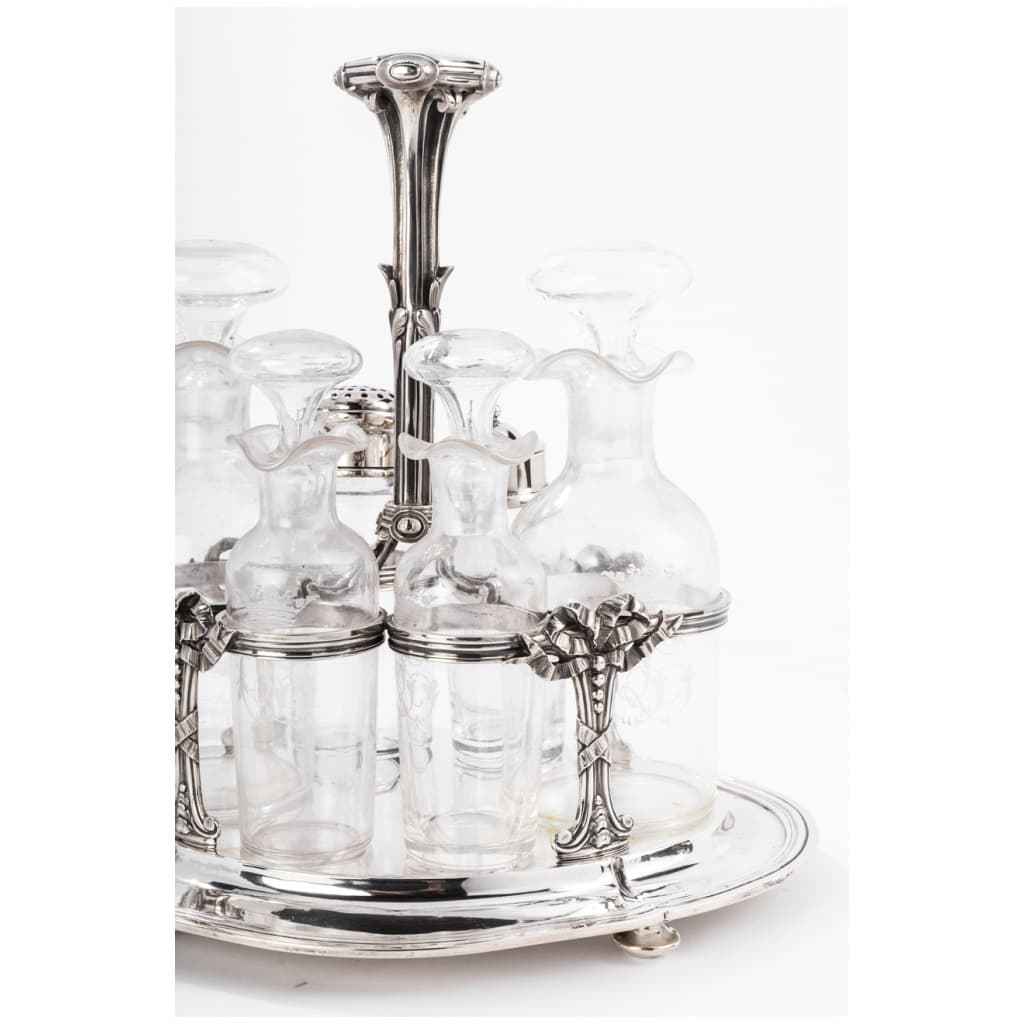 GOLDSMITH ODIOT – OIL/VINEGAR SERVER IN STERLING SILVER and FINE CRYSTAL XIXÈ 8