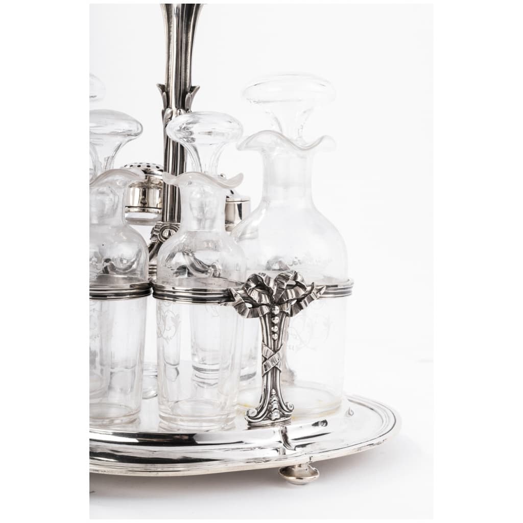 GOLDSMITH ODIOT – OIL/VINEGAR SERVER IN STERLING SILVER and FINE CRYSTAL XIXÈ 9