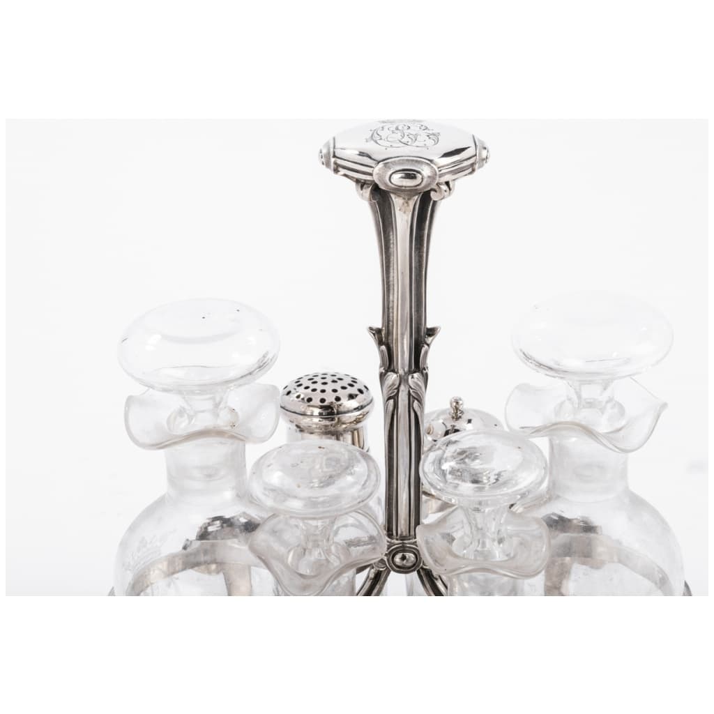 GOLDSMITH ODIOT – OIL/VINEGAR SERVER IN STERLING SILVER and FINE CRYSTAL XIXÈ 11