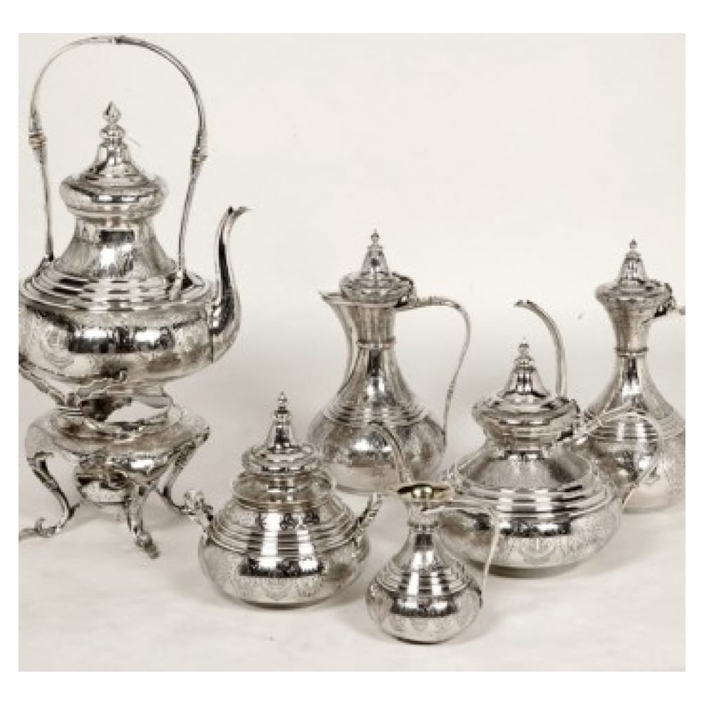 GOLDFEVER DUPONCHEL – OTTOMAN STYLE STERLING SILVER TEA COFFEE SERVICE XIXE3