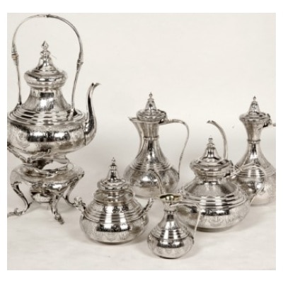 ORFÈVRE DUPONCHEL – SERVICE THÉ CAFÉ EN ARGENT MASSIF STYLE OTTOMAN XIXE