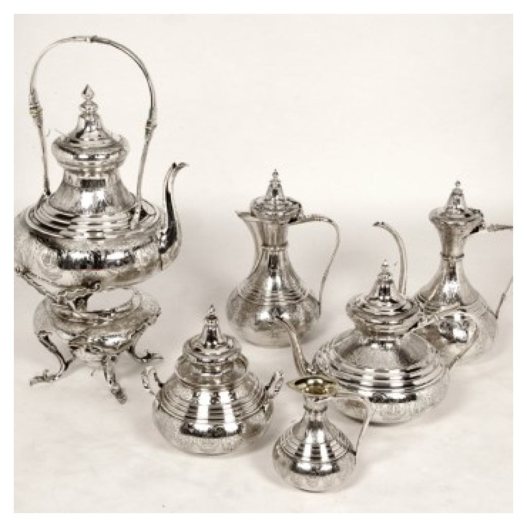 GOLDFEVER DUPONCHEL – OTTOMAN STYLE STERLING SILVER TEA COFFEE SERVICE XIXE13