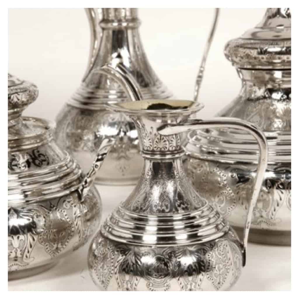 GOLDFEVER DUPONCHEL – OTTOMAN STYLE STERLING SILVER TEA COFFEE SERVICE XIXE10