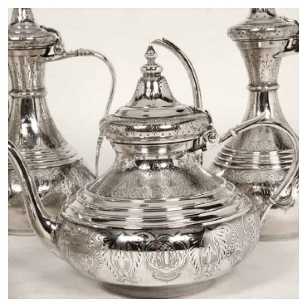 ORFÈVRE DUPONCHEL – SERVICE THÉ CAFÉ EN ARGENT MASSIF STYLE OTTOMAN XIXE 9