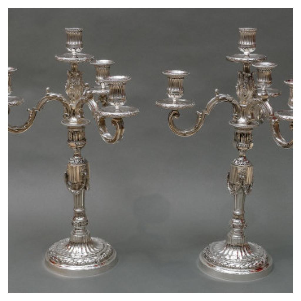 GOLDSMITH: GASTON SIGNARD – PAIR OF STERLING SILVER CANDELABRA EARLY 3TH CENTURY XNUMX