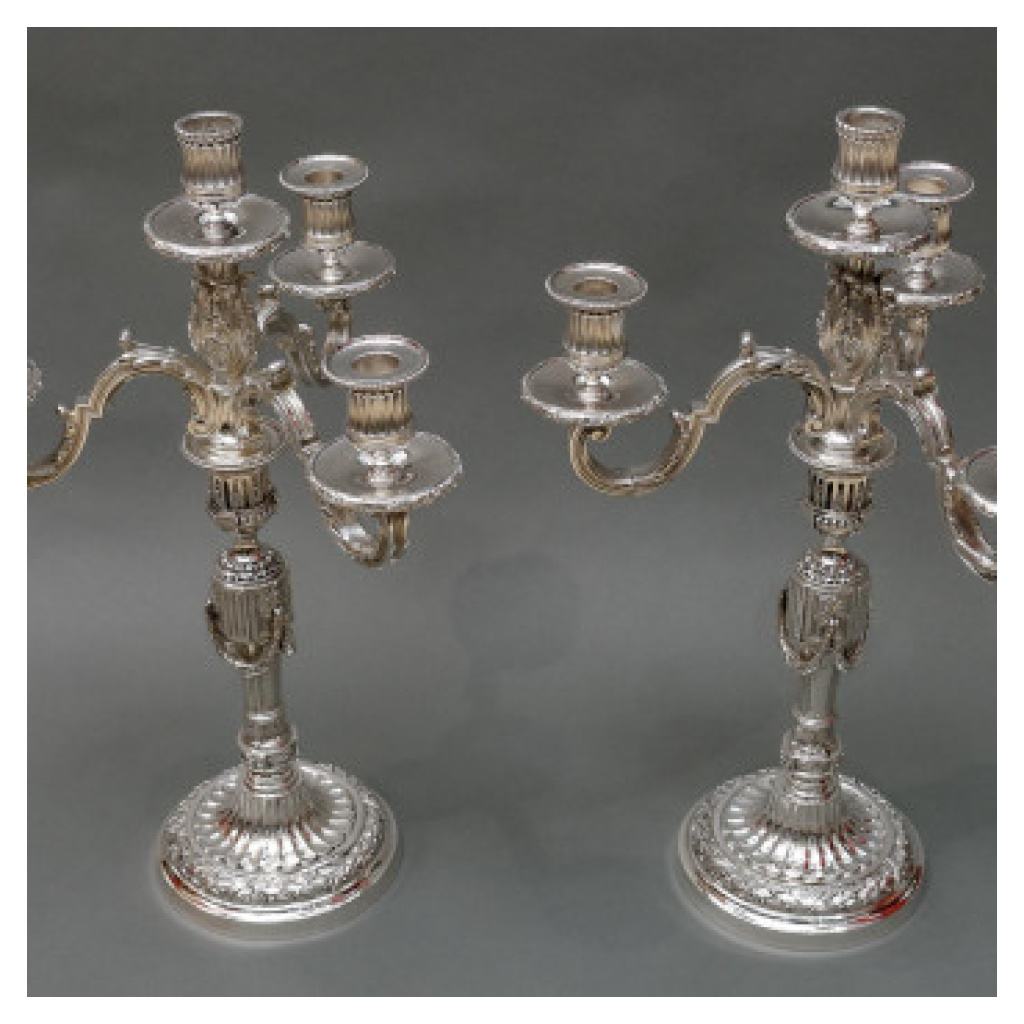 GOLDSMITH: GASTON SIGNARD – PAIR OF STERLING SILVER CANDELABRA EARLY 20TH CENTURY XNUMX