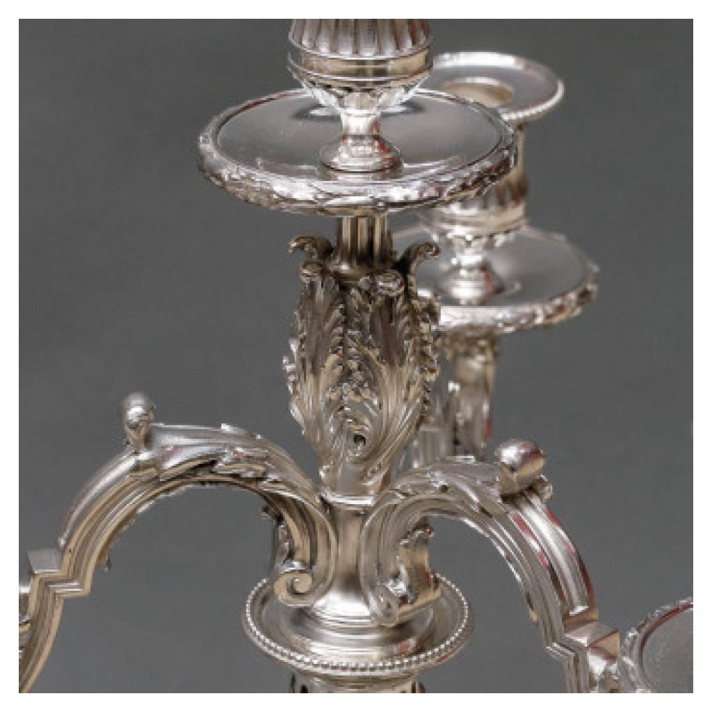 GOLDSMITH: GASTON SIGNARD – PAIR OF STERLING SILVER CANDELABRA EARLY 15TH CENTURY XNUMX