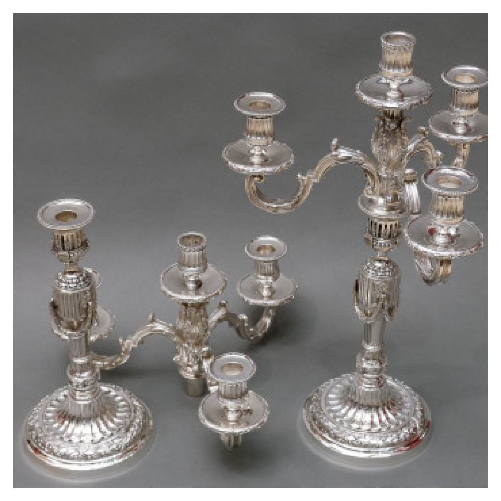 GOLDSMITH: GASTON SIGNARD – PAIR OF STERLING SILVER CANDELABRA EARLY 14TH CENTURY XNUMX