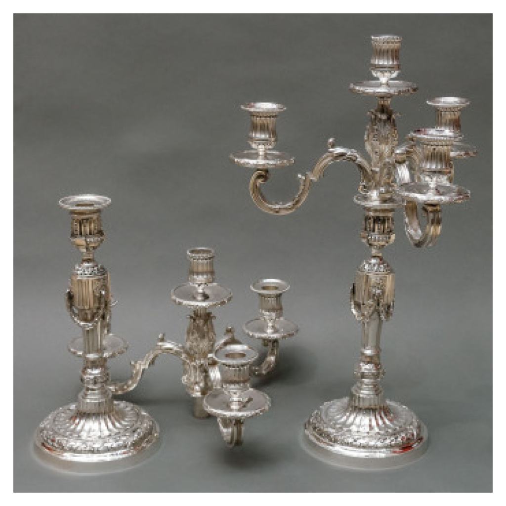 GOLDSMITH: GASTON SIGNARD – PAIR OF STERLING SILVER CANDELABRA EARLY 13TH CENTURY XNUMX