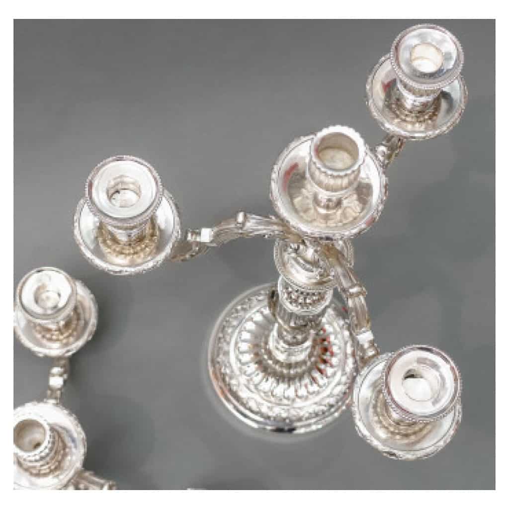 ORFÈVRE : GASTON SIGNARD – PAIRE DE CANDÉLABRES EN ARGENT MASSIF DÉBUT XXE 6