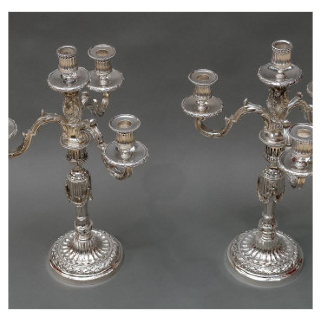 GOLDSMITH: GASTON SIGNARD – PAIR OF STERLING SILVER CANDELABRA EARLY 4TH CENTURY XNUMX