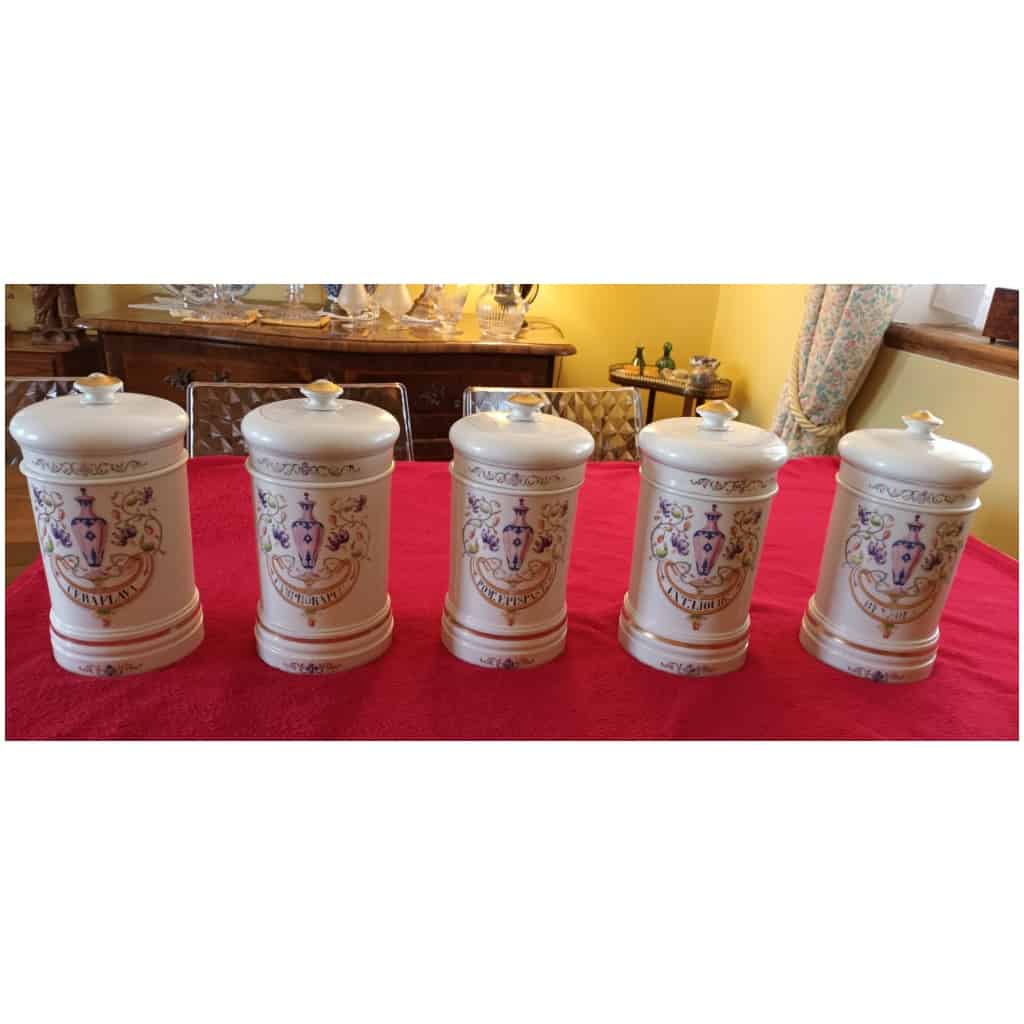 SET OF 5 PHARMACY POTS, in Sèvres porcelain, XIXth century 3