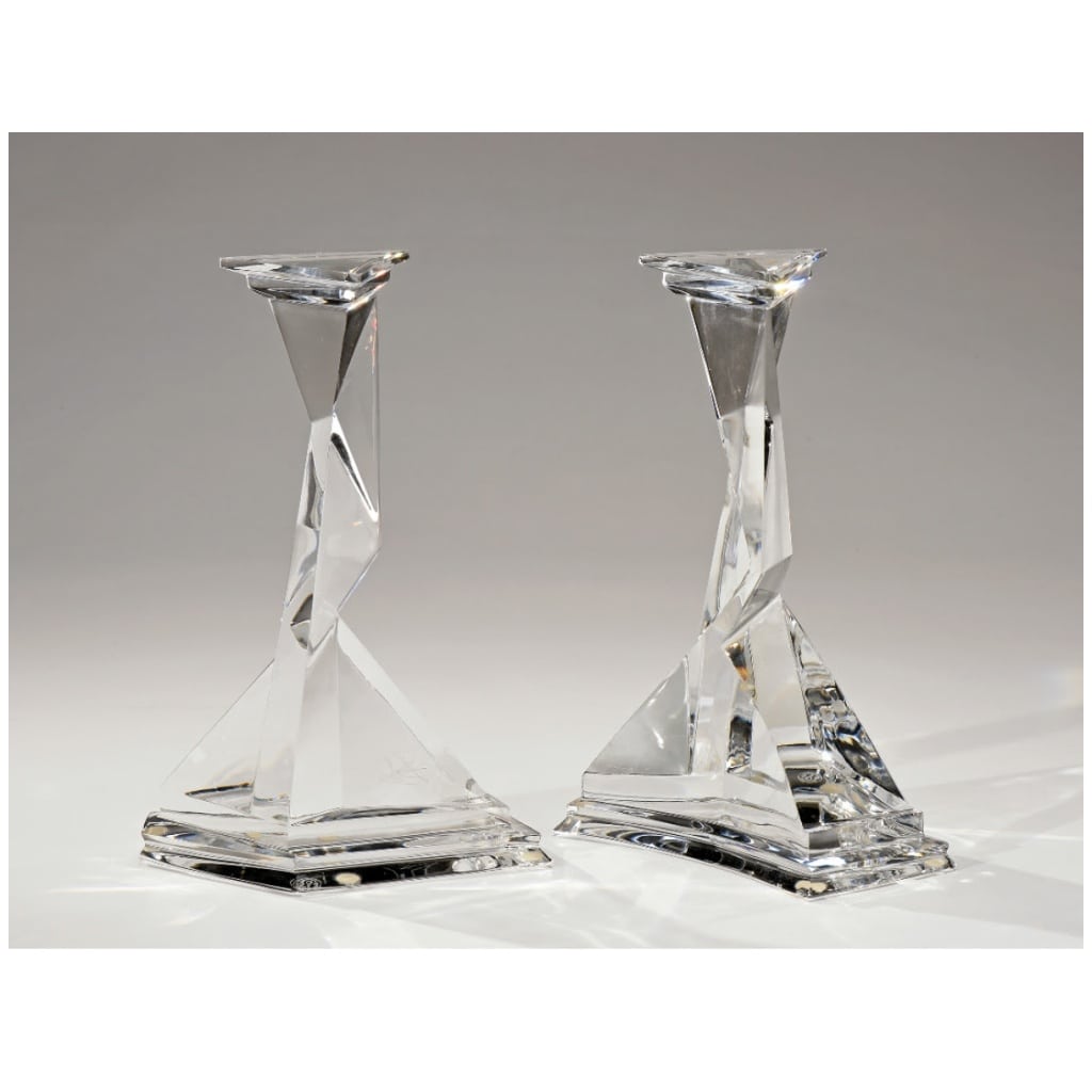 Salvador DALI 1904 – 1989 Castor et Pollux Bougeoirs en cristal de Baccarat 5