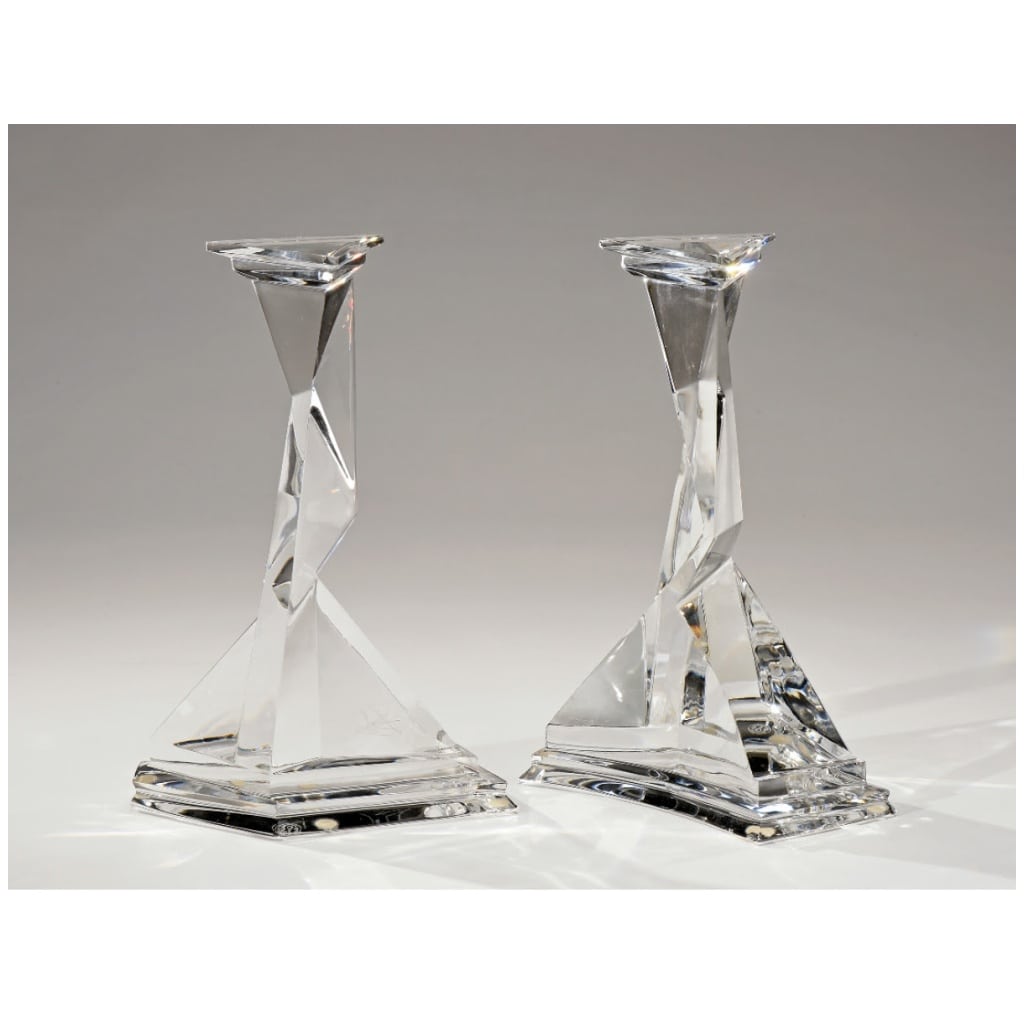 Salvador DALI 1904 – 1989 Castor and Pollux Baccarat crystal candlesticks 5