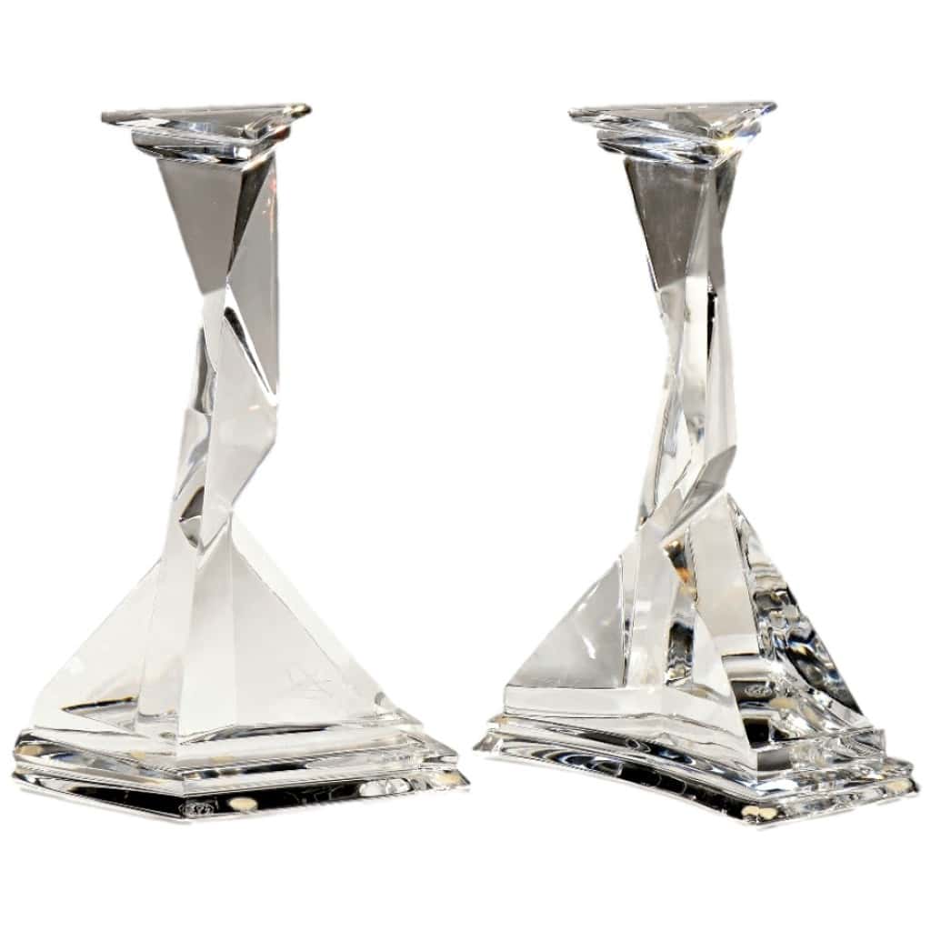 Salvador DALI 1904 – 1989 Castor and Pollux Baccarat crystal candlesticks 3