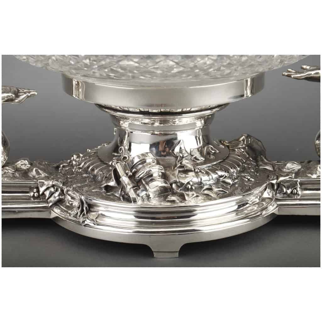 GOLDSMITH CHRISTOFLE – SILVERED BRONZE CENTERPIECE AND CRYSTAL CUT XIXE8
