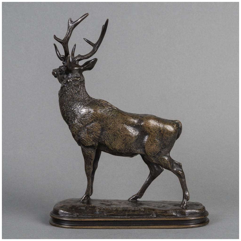 Sculpture – Listening deer 1838, Antoine-Louis Barye (1795-1875) – Bronze 7