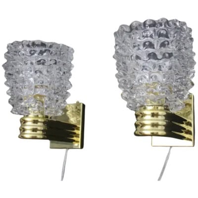 Pair of Murano Rostrato glass sconces in the Barovier style