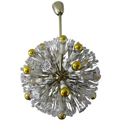 Emil Stejnar Snowflake chandelier, Sputnik snowball chandelier for Nikoll 50 cm