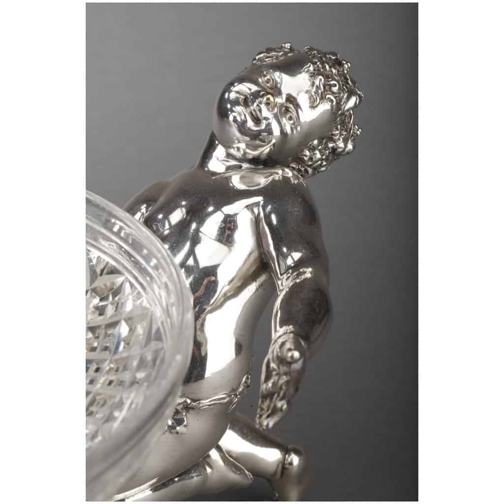 GOLDSMITH CHRISTOFLE – SILVERED BRONZE CENTERPIECE AND CRYSTAL CUT XIXE17